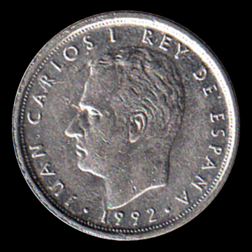 10 pesetas de Juan Carlos I 1992 Anverso