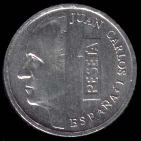 1 peseta de Juan Carlos I 1989 Anverso