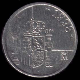 1 peseta de Juan Carlos I 1989 Reverso