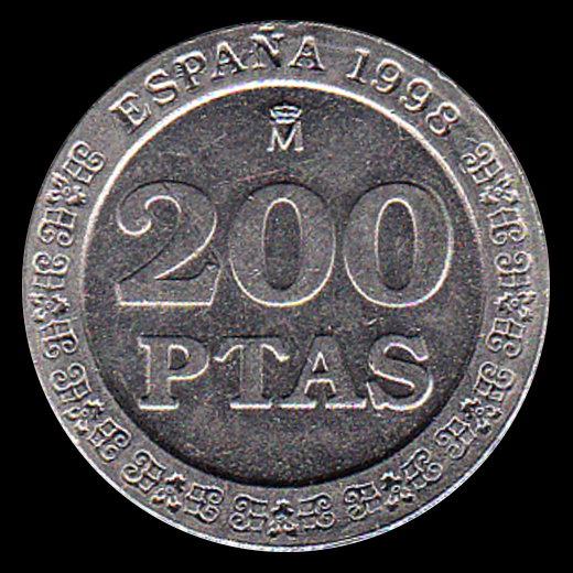 200 pesetas de Juan Carlos 1998 Reverso