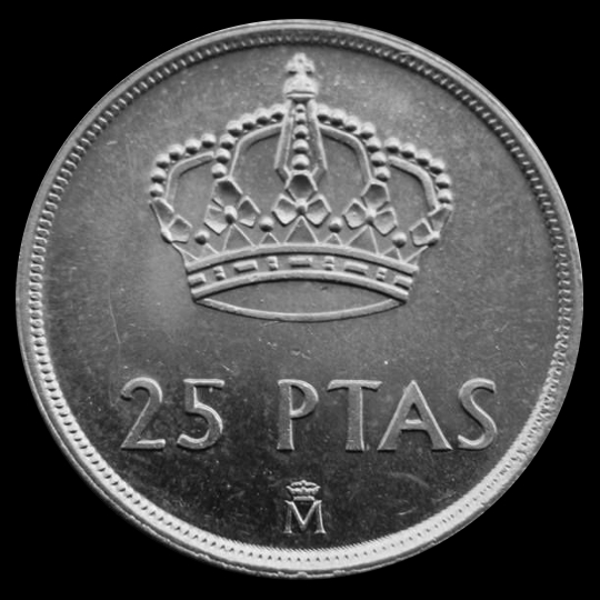 25 pesetas de Juan Carlos I 1982 Reverso