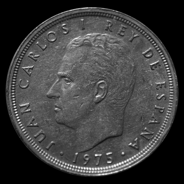 50 pesetas de Juan Carlos 1975 Anverso