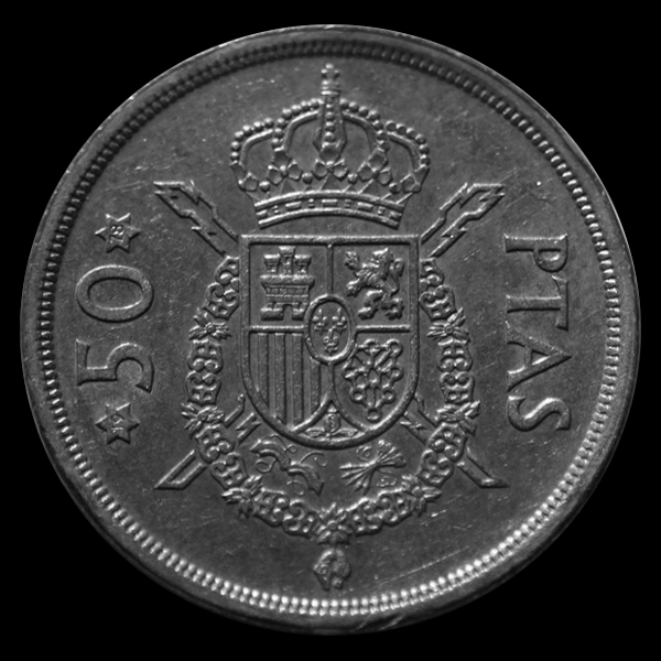 50 pesetas de Juan Carlos 1975 Reverso